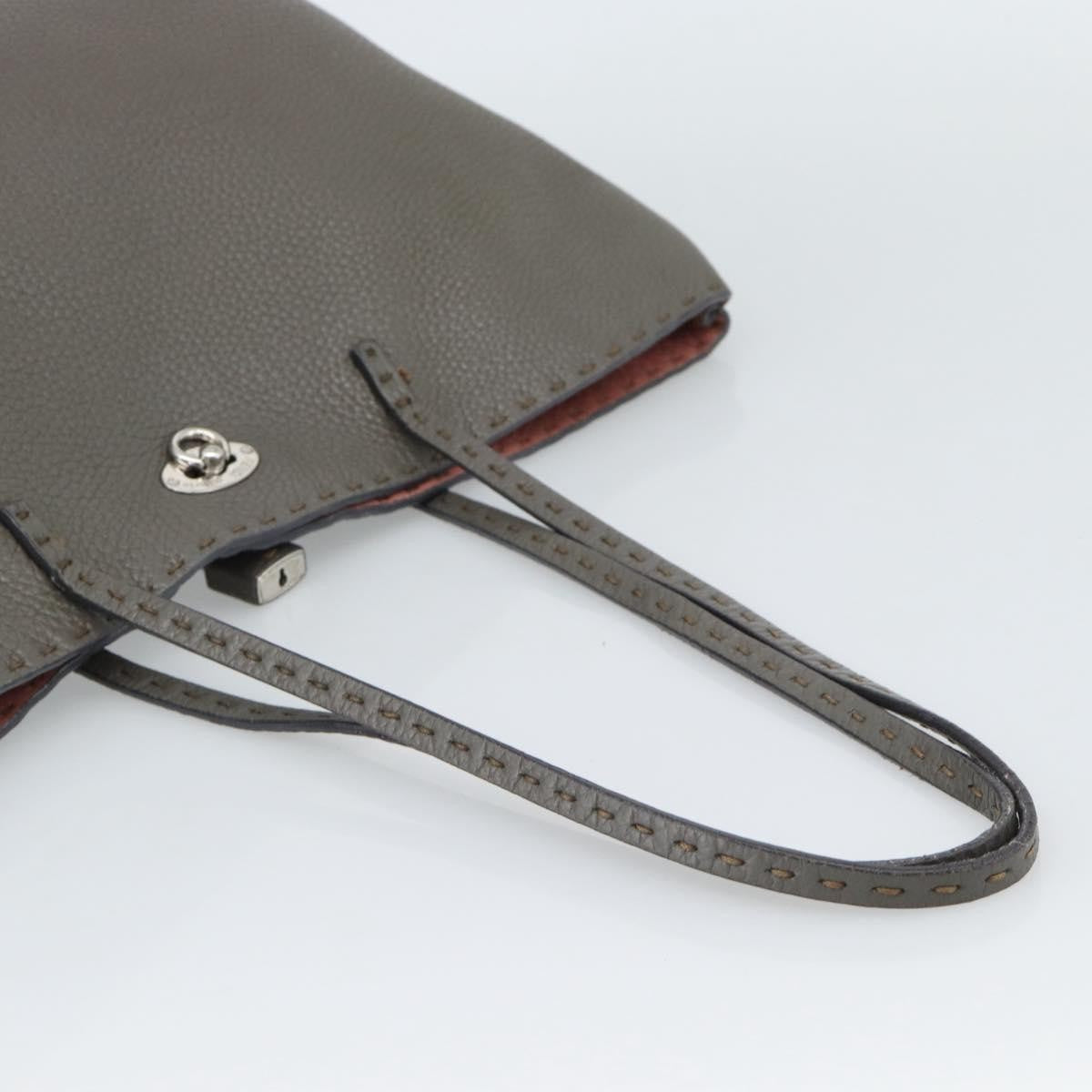 Fendi Selleria Carla Leather, Gray, Leather, Tote Bag