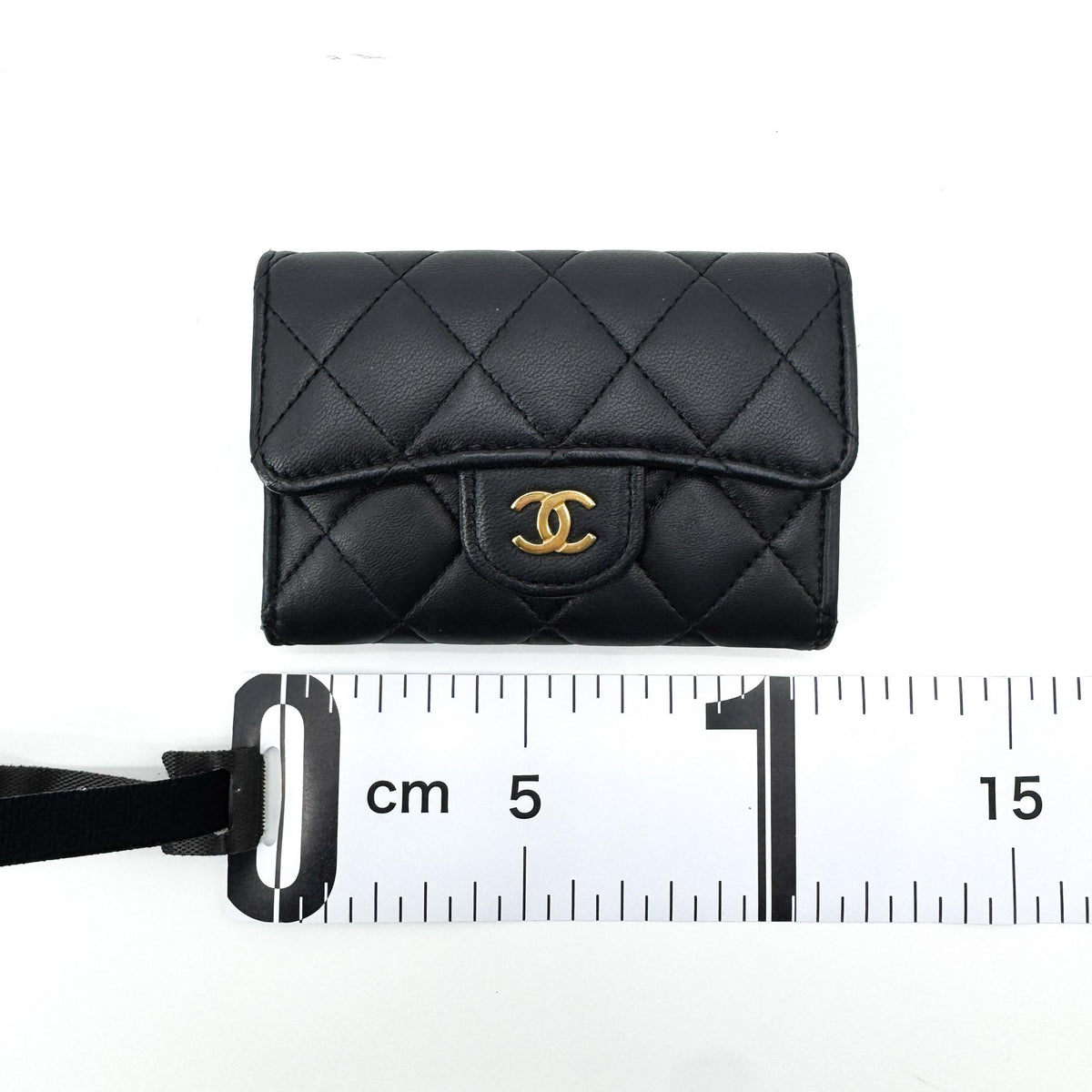 Chanel Classic Flap Card Holder Quilted Caviar, Black, Leather, Card Holder
