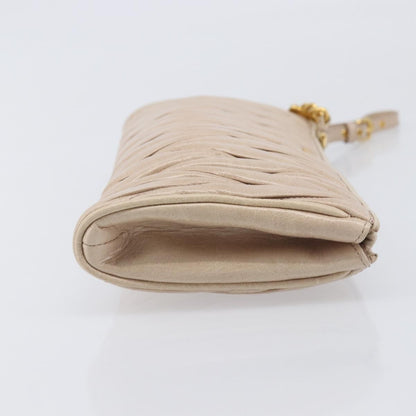 Miu Miu Zip Wristlet Matelasse Leather, Beige, Leather, Clutch