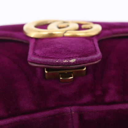 Gucci GG Marmont Matelassé Velvet, Purple, Velvet, Shoulder Bag