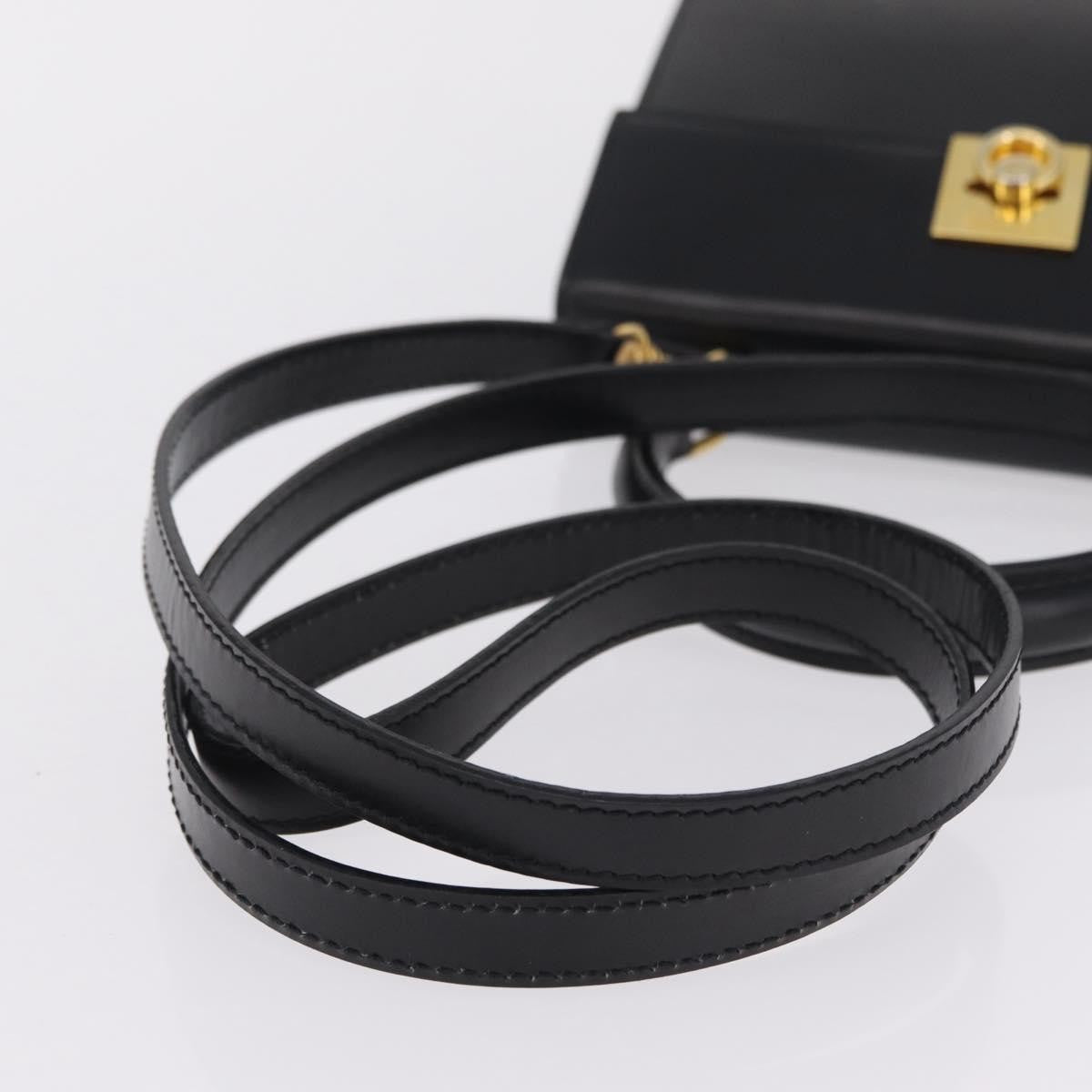 Celine Vintage Logo Top Handle Leather, Black, Leather, Handbag