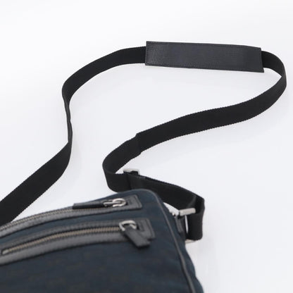 Gucci Front Zip Messenger Canvas and Leather, Black, Canvas, Crossbody Bag