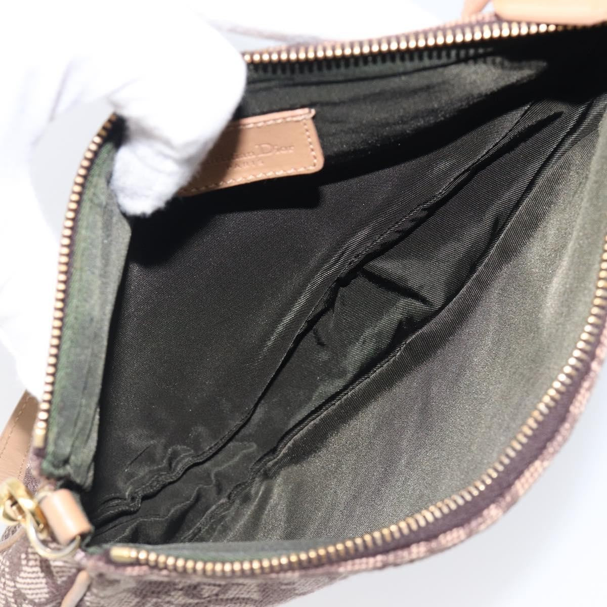 Christian Dior Vintage Saddle Bag Canvas, Brown, Canvas, Clutch