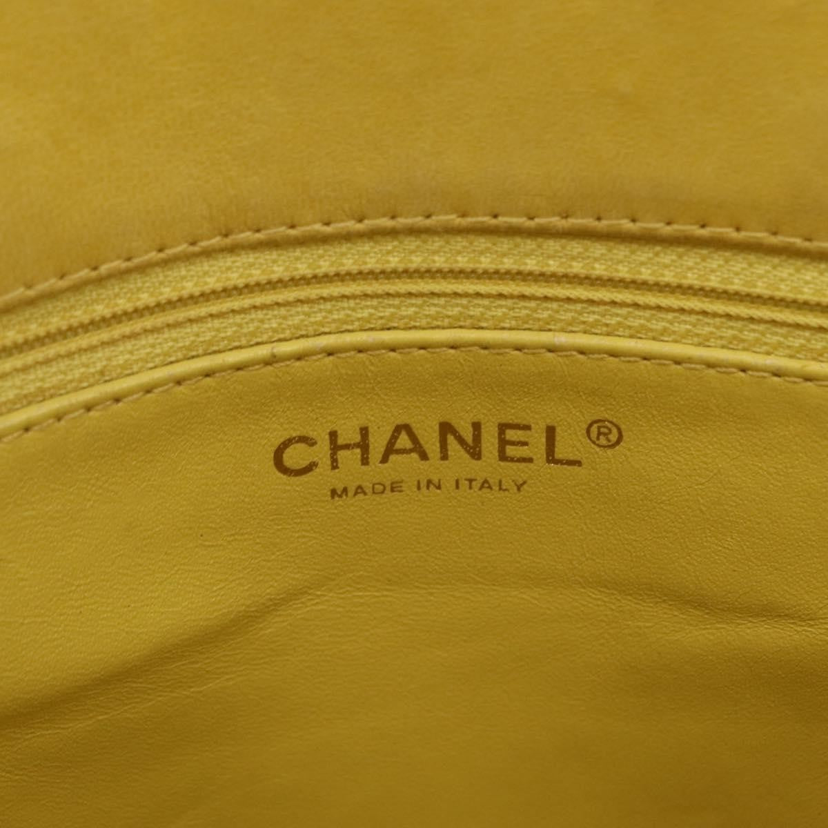 Chanel Chocolate Bar CC Quilted Patent, Yellow, Patent Leather, Tote Bag