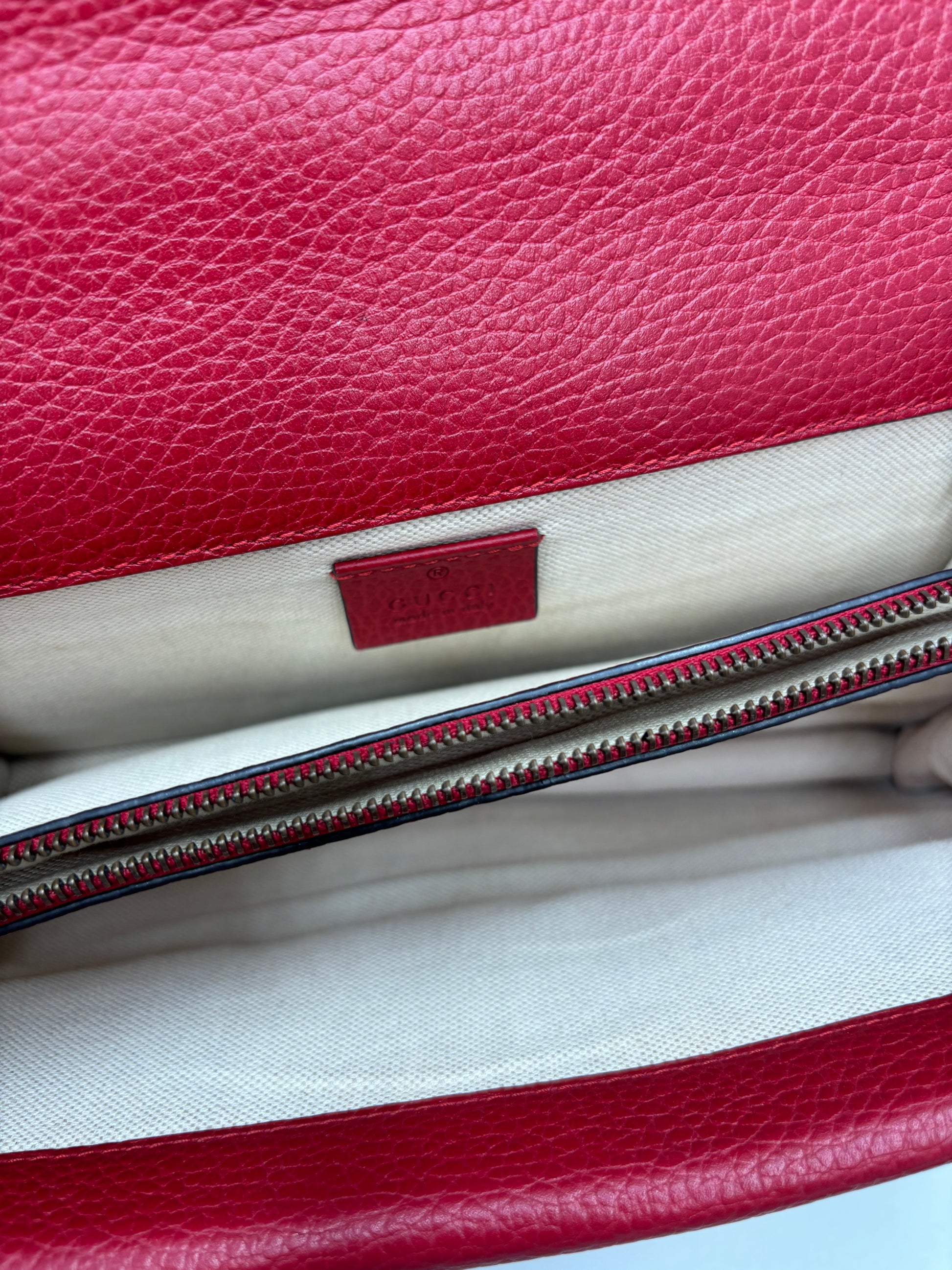 Gucci Dionysus Chain Leather, Red, Leather, Shoulder Bag