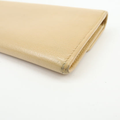 Chanel Camellia Flap Leather, Beige, Calfskin, Wallet