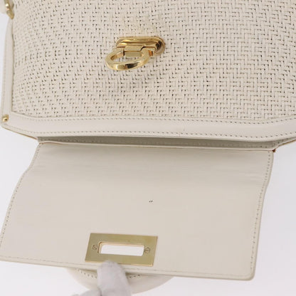 Salvatore Ferragamo Sofia Satchel Woven Leather, White, Leather, Handbag