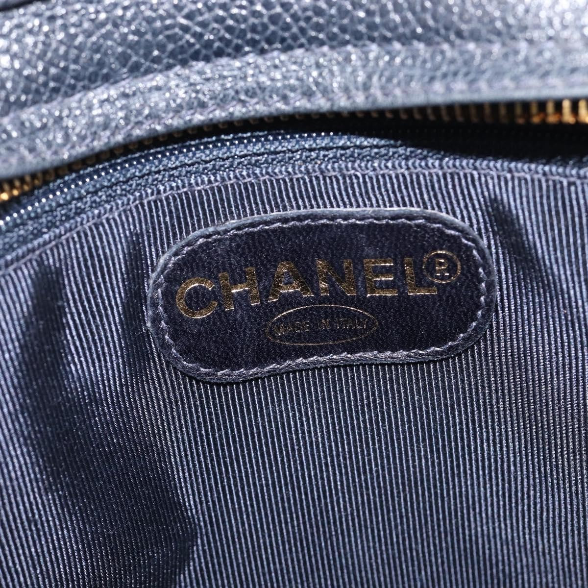 Chanel Vintage Zipped Chain Caviar, Black, Leather, Tote Bag