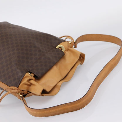 Celine Vintage Macadam Canvas and Leather, Brown, Canvas, Shoulder Bag