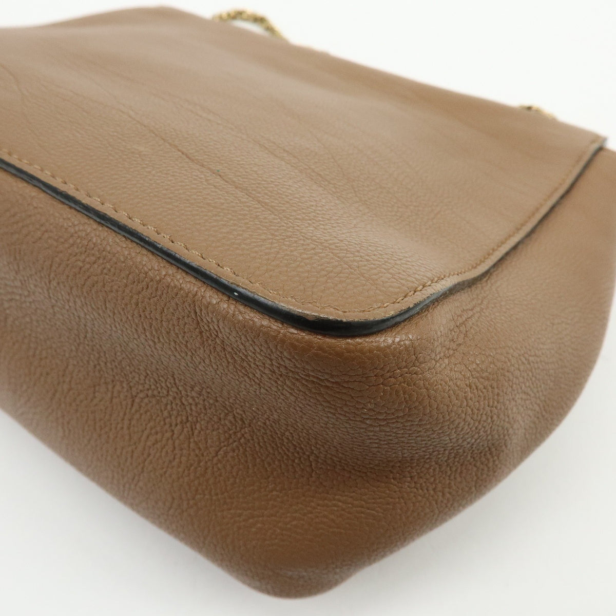 Chloe Elsie Chain Leather, Brown, Leather, Shoulder Bag