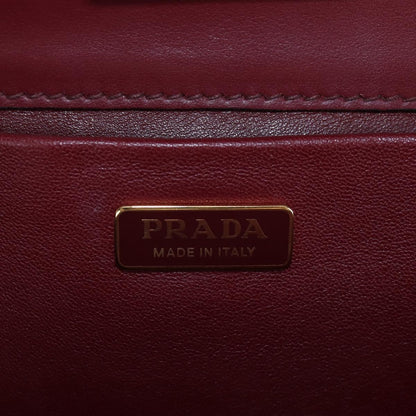Prada Idol Studded Fringe Saffiano Leather, Burgundy, Leather, Shoulder Bag