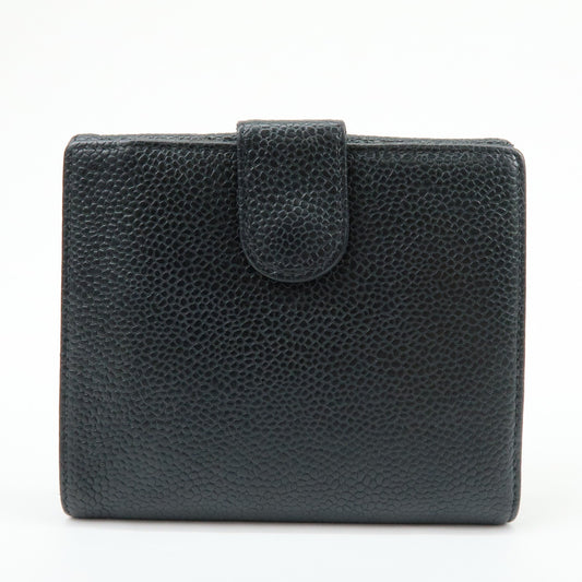 Chanel Vintage Timeless Bifold Caviar, Black, Leather, Wallet
