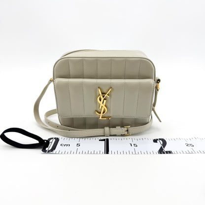 Saint Laurent Vicky Camera Vertical Quilted Leather, Gray, Leather, Handbag