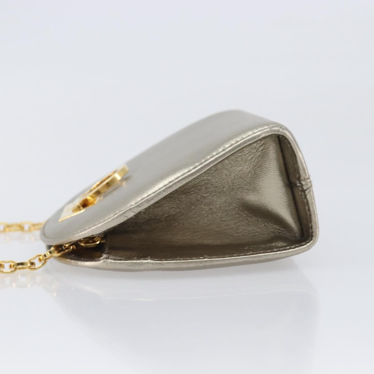 Salvatore Ferragamo Gancini Chain Leather, Gold, Leather, Shoulder Bag