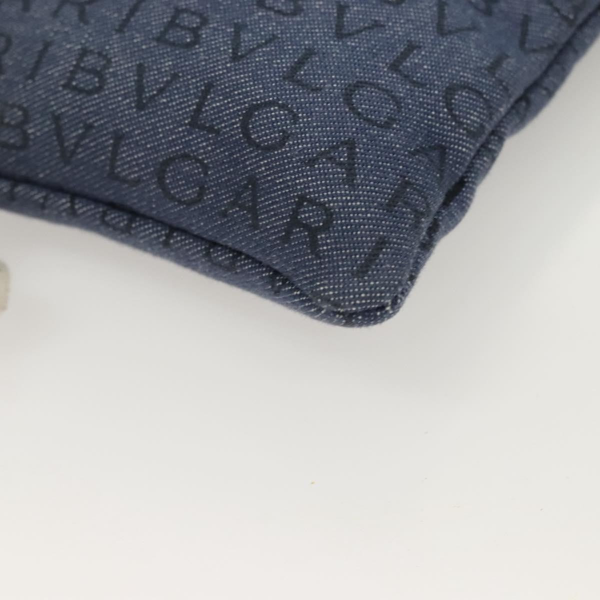 Bvlgari Logomania Canvas with Leather, Blue, Canvas, Shoulder Bag