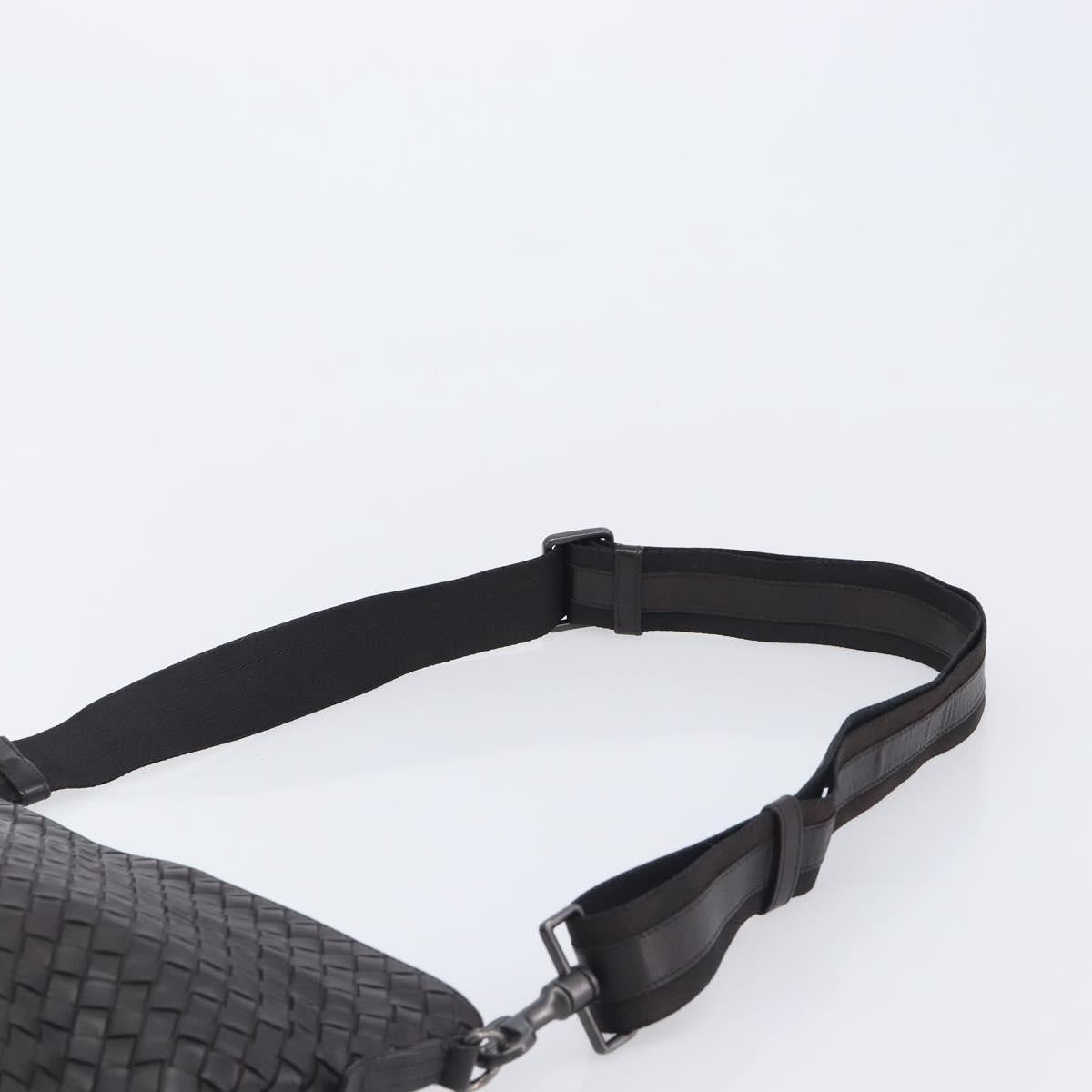 Bottega Veneta Flat Messenger Intrecciato Nappa, Black, Leather, Handbag