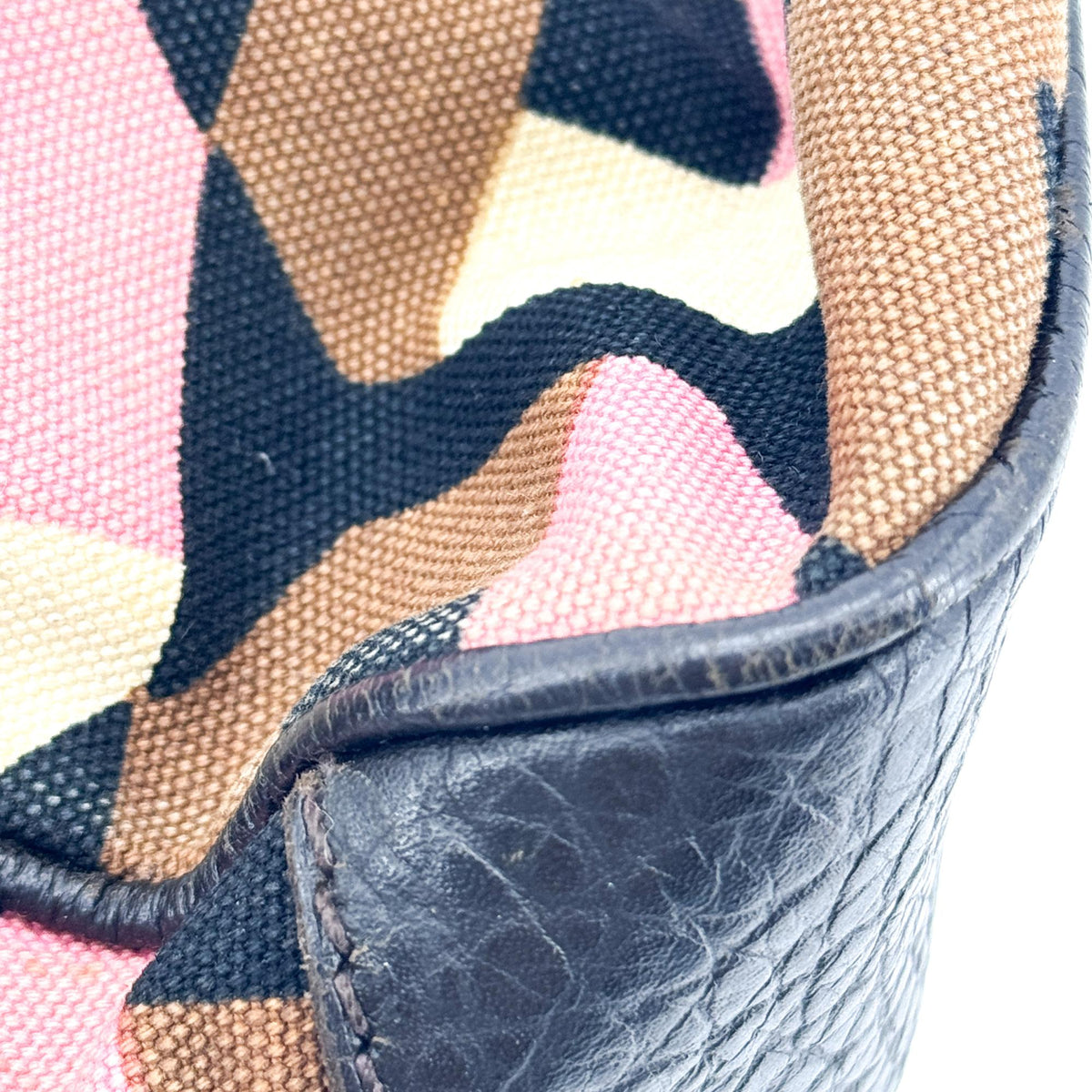 Prada Shoulder Canvas and Leather, Black, Canvas, Shoulder Bag