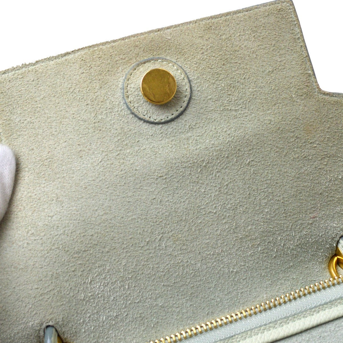 Celine Belt Textured Leather, Blue, Leather, Handbag