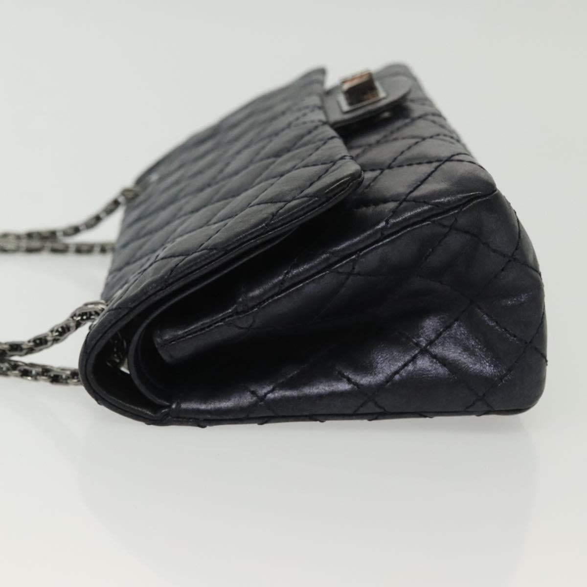 Chanel Hybrid Reissue Double Flap Bag Quilted Lambskin, NAVY, LEATHER, Shoulder bag