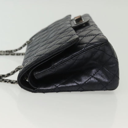 Chanel Hybrid Reissue Double Flap Bag Quilted Lambskin, NAVY, LEATHER, Shoulder bag