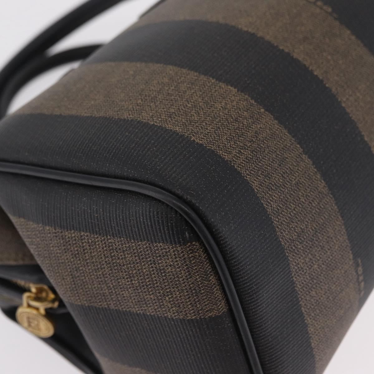 Fendi Vintage Pequin Boston Coated Canvas, Brown, Canvas, Handbag