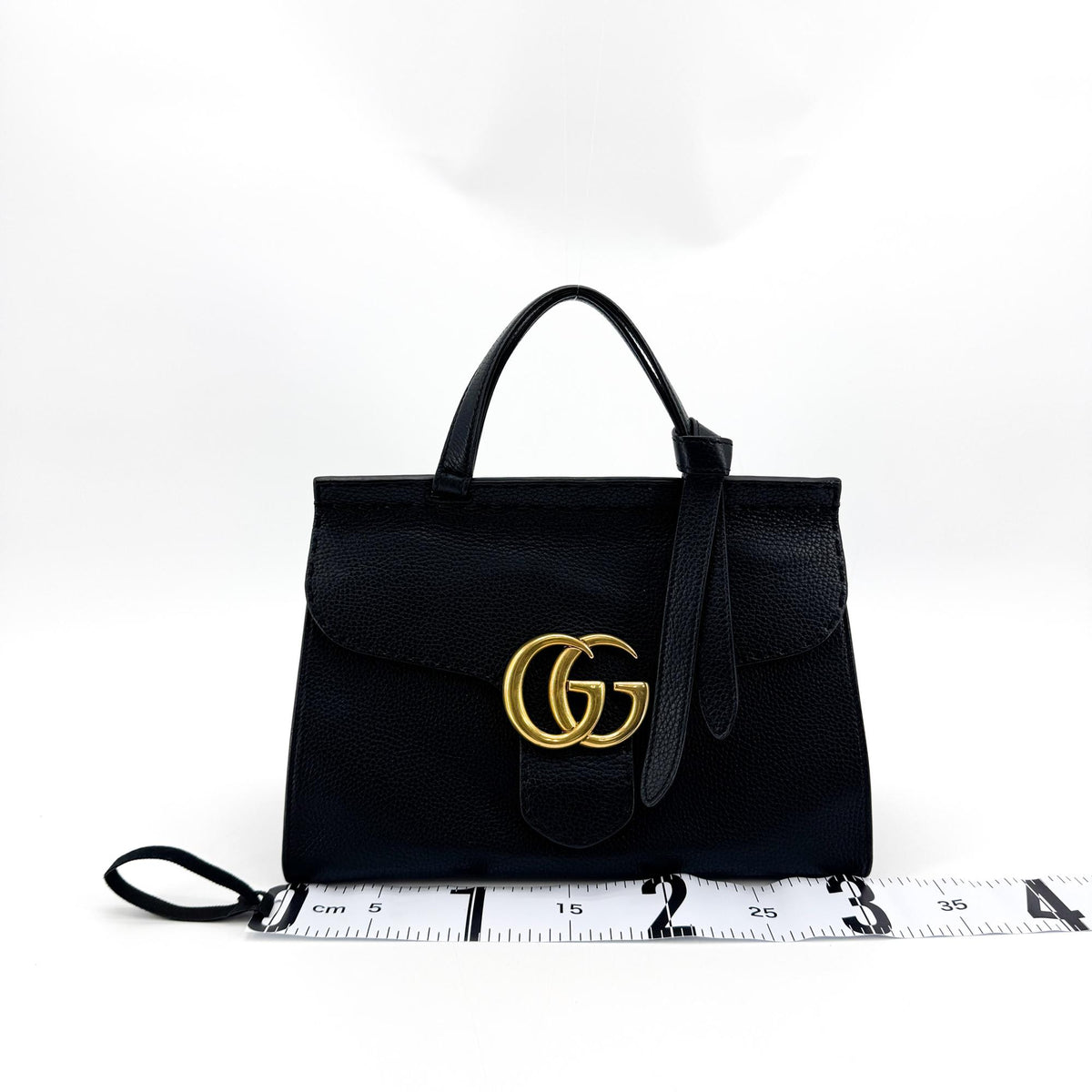 Gucci GG Marmont Top Handle Leather, Black, Leather, Handbag