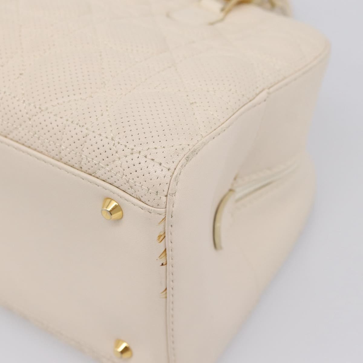 Christian Dior Vintage Leather, White, Leather, Tote Bag