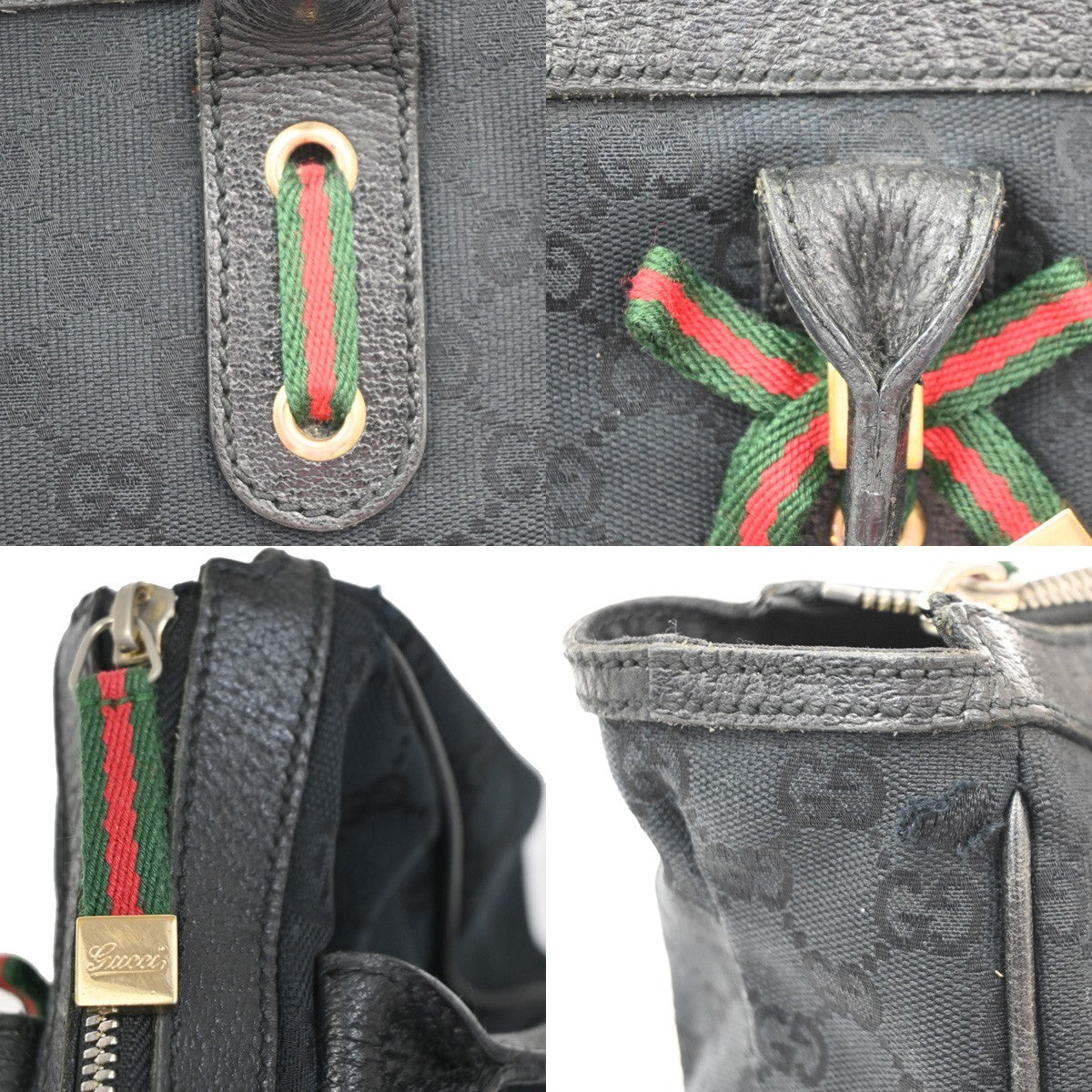 Gucci Princy Tote GG Canvas and leather, Black, Canvas, Tote Bag