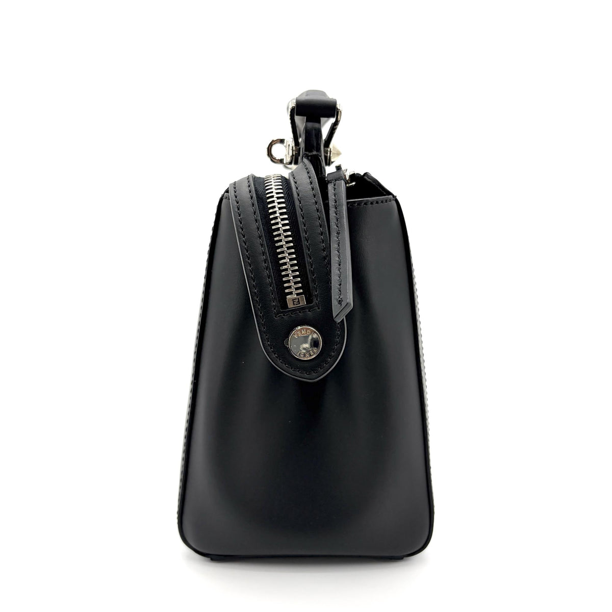 Fendi DotCom Convertible Satchel Leather, Black, Calfskin, Handbag