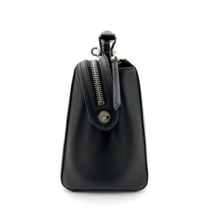 Fendi DotCom Convertible Satchel Leather, Black, Calfskin, Handbag