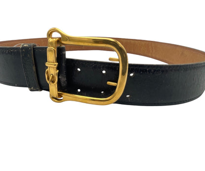 Hermes Buckle Belt Canvas, Black, Leather, Belt