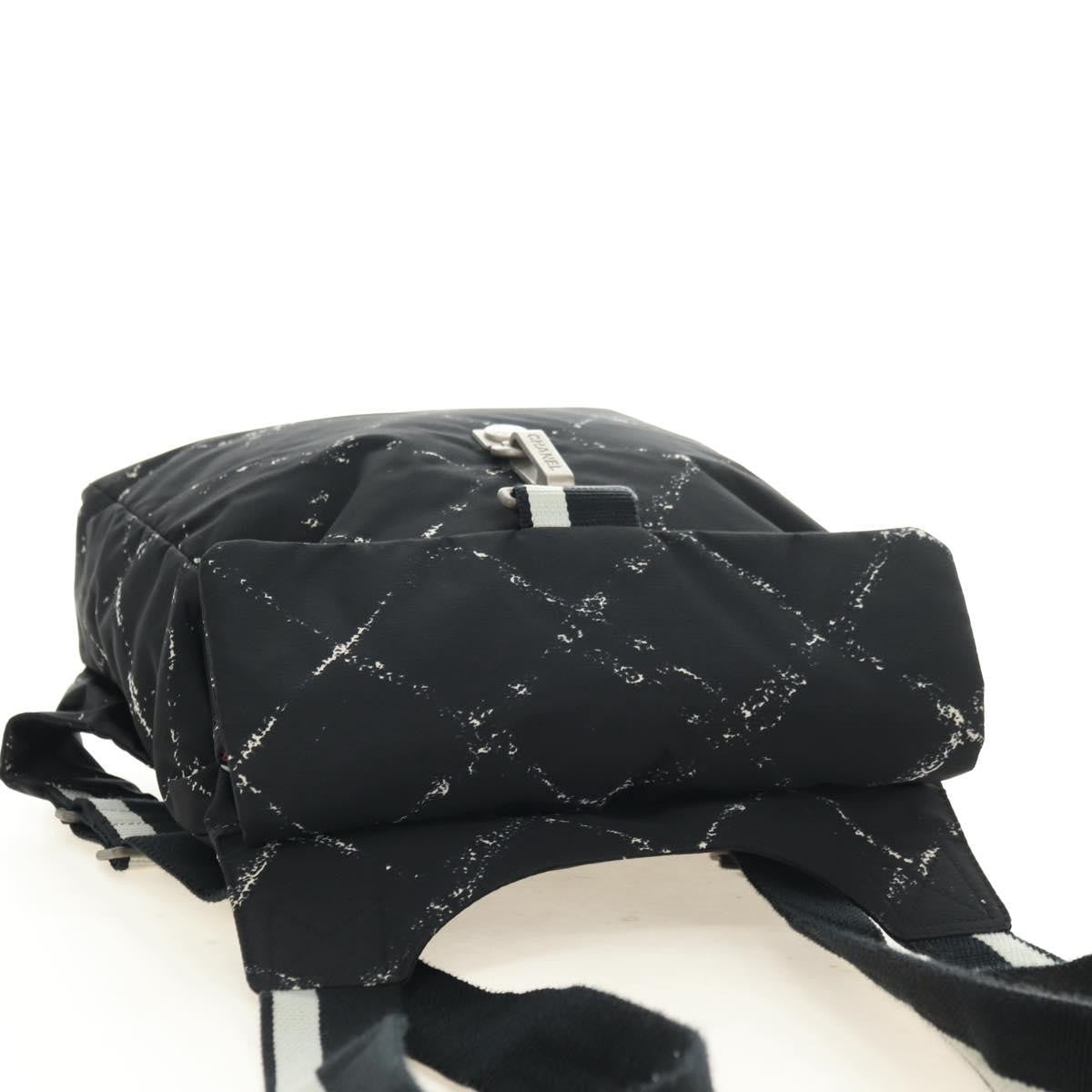 Chanel Travel Line Lock Printed Nylon, Black, Nylon, Backpack