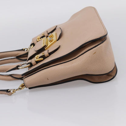 Miu Miu Madras Convertible Lock Leather, Beige, Leather, Tote Bag