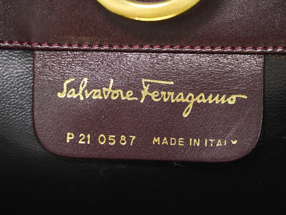 Salvatore Ferragamo Vintage Gancini Chain Leather, Burgundy, Leather, Shoulder Bag