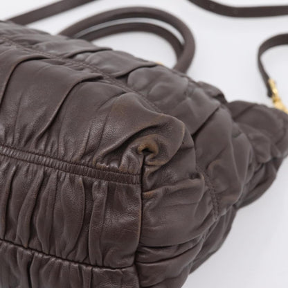 Prada Gaufre Nappa Leather, Brown, Leather, Tote Bag