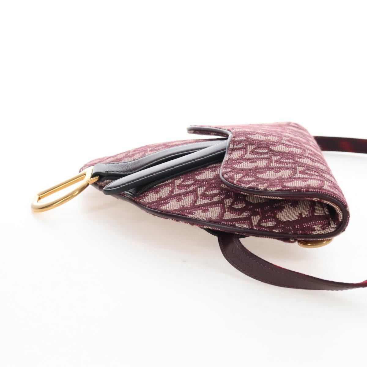 Christian Dior Saddle Belt Oblique Canvas, Burgundy, Canvas, Handbag