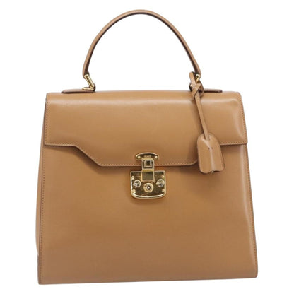 Gucci Vintage Lady Lock Top Handle Leather, Beige, Leather, Handbag