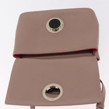 Bvlgari Signature Top Handle Leather, Beige, Leather, Handbag
