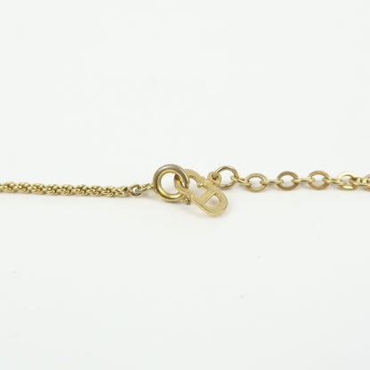 Christian Dior Vintage CD Pendant Metal with Crystals, Gold, Gold Plated, Necklace