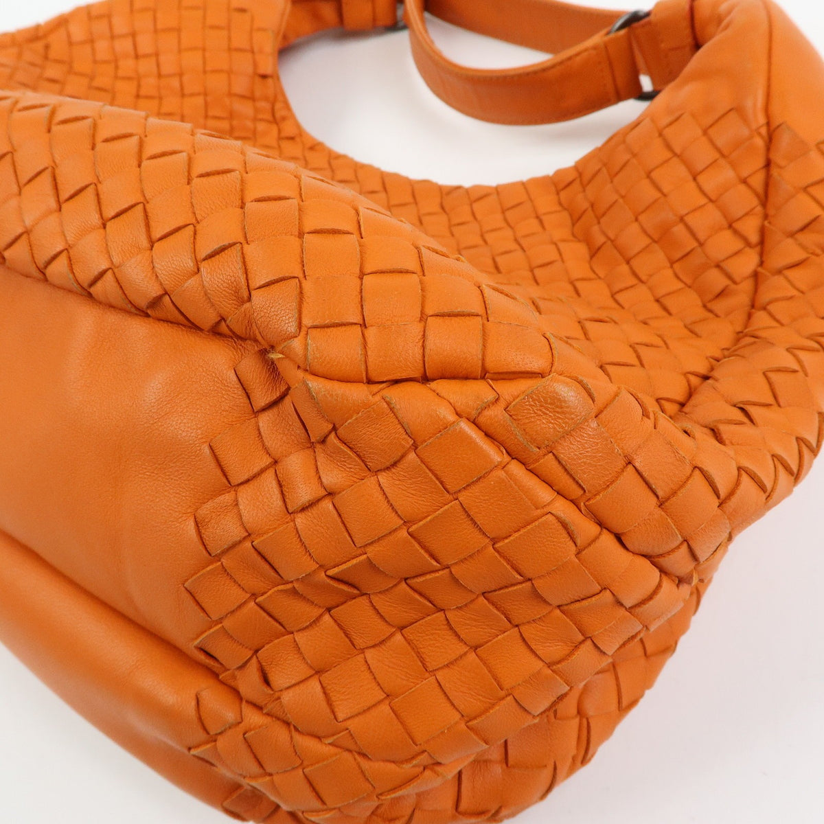 Bottega Veneta Campana Hobo Intrecciato Nappa, Orange, Leather, Shoulder Bag