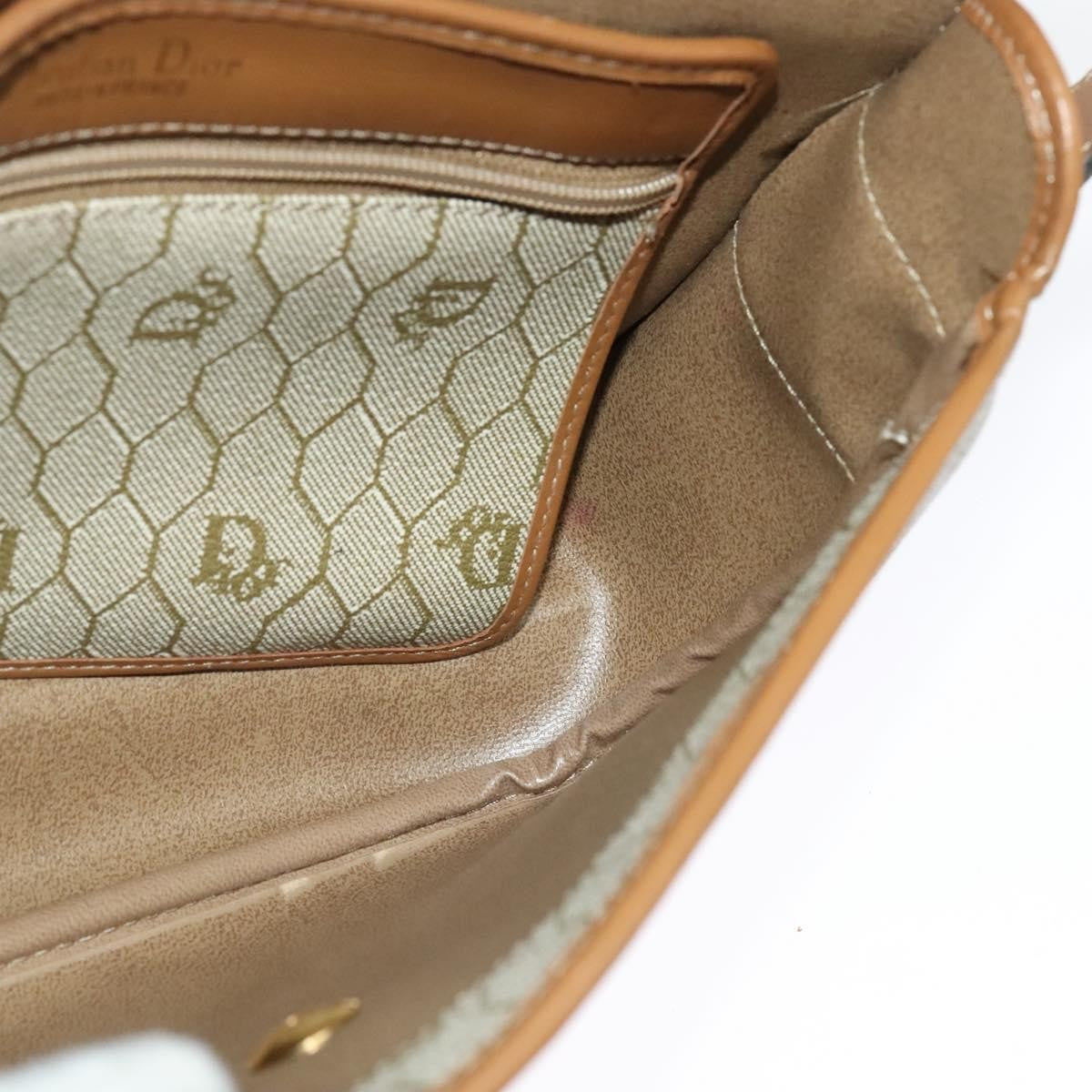 Christian Dior Vintage Honeycomb Canvas, Beige, Canvas, Shoulder Bag