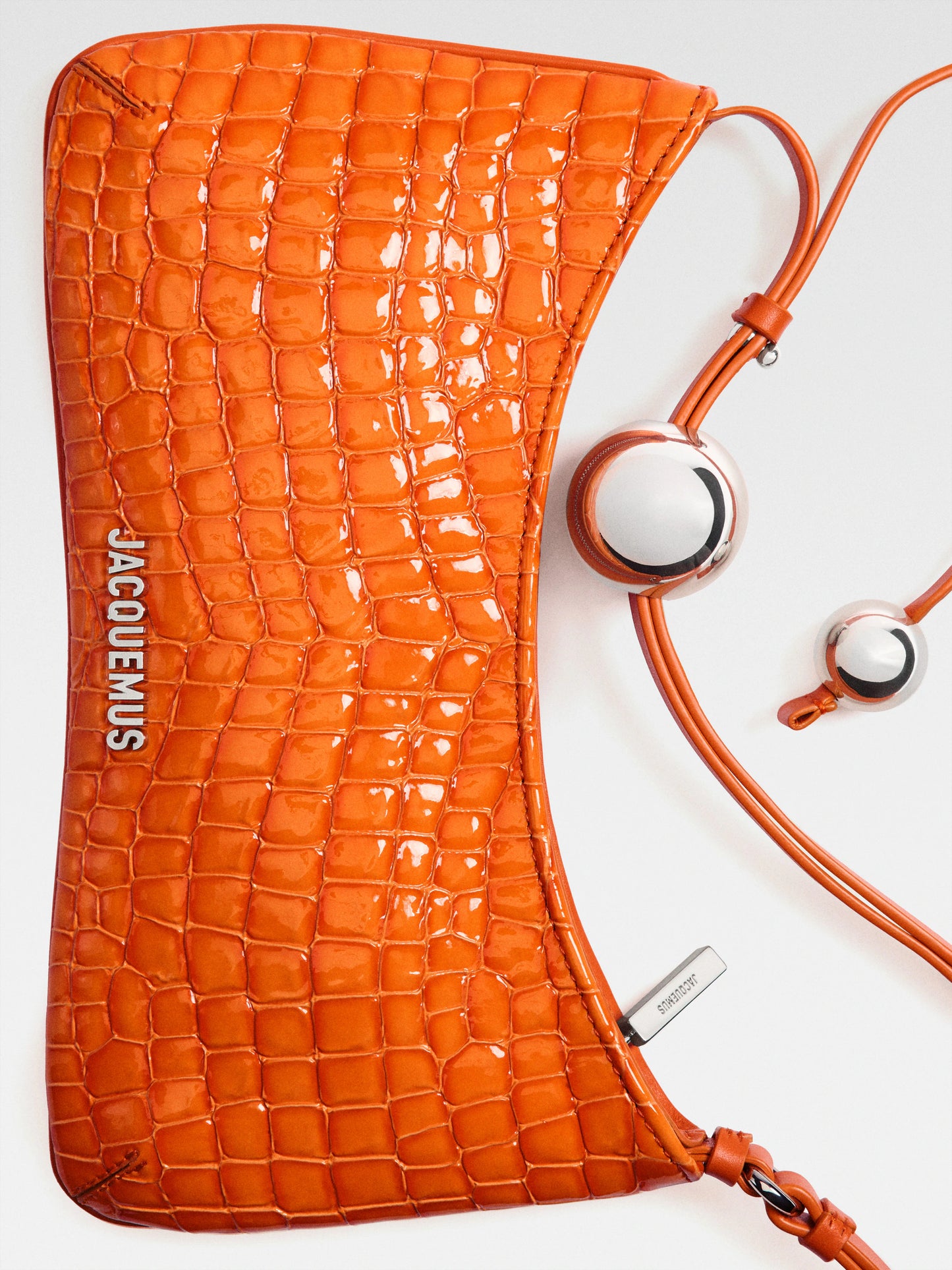 Jacquemus Le Bisou Perle Shoulder Bag Leather, ORANGE, LEATHER, Shoulder bag