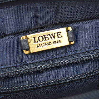 Loewe Vintage Anagram Zip Leather, Navy, Leather, Crossbody Bag
