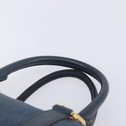 Fendi Boston Zucchino Coated Canvas, Navy, Canvas, Handbag