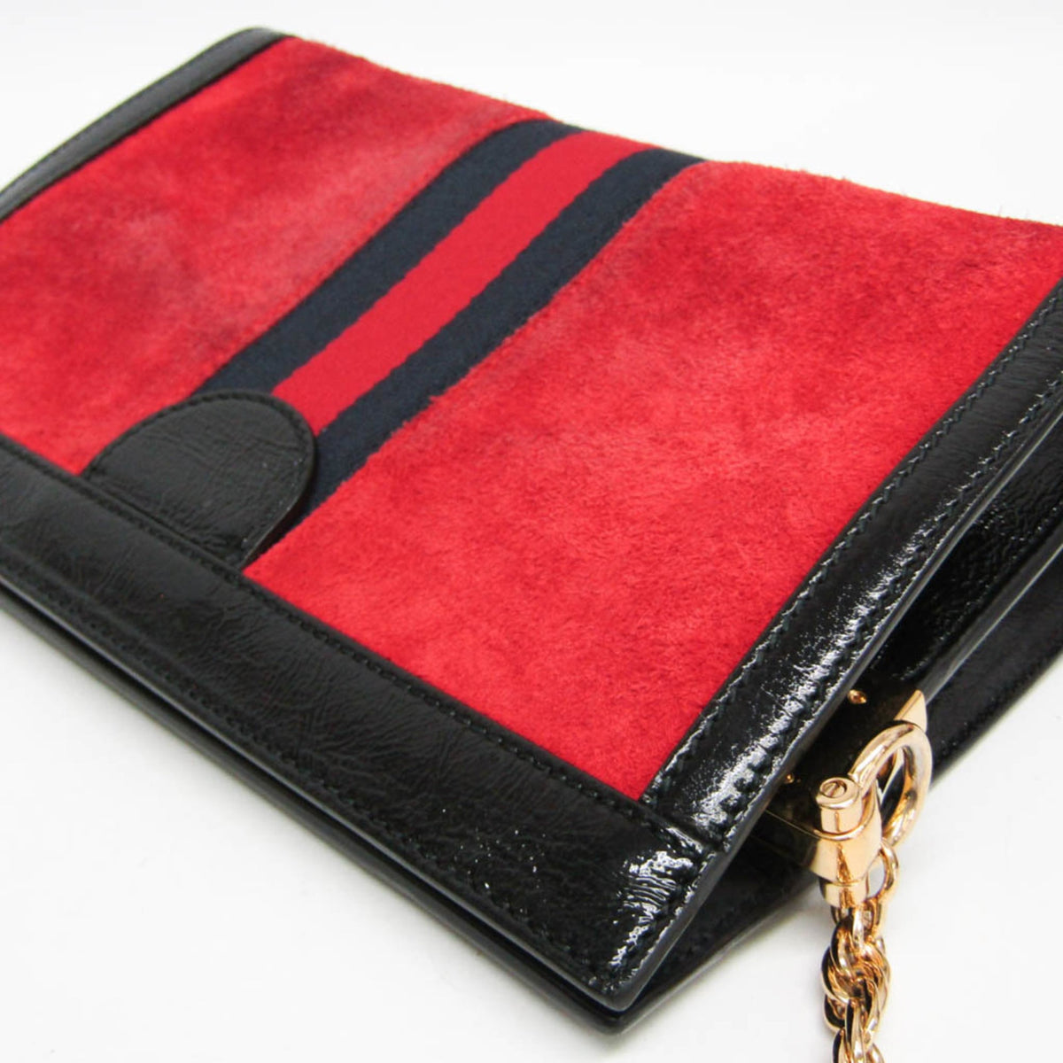 Gucci Ophidia Chain Suede, Red, Leather, Shoulder Bag
