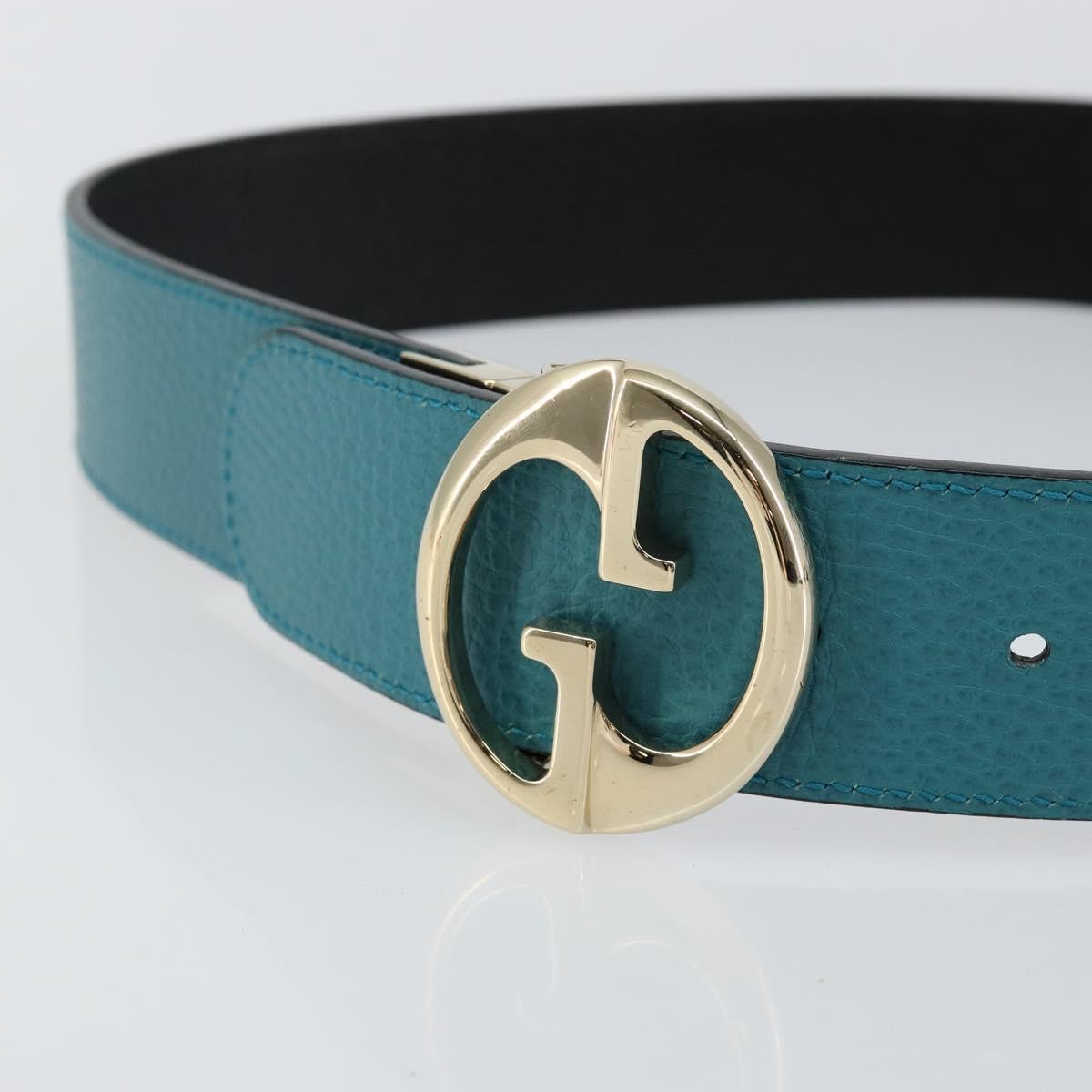 Gucci 1973 Reversible Belt (Outlet) Leather, Turquoise, Leather, Belt