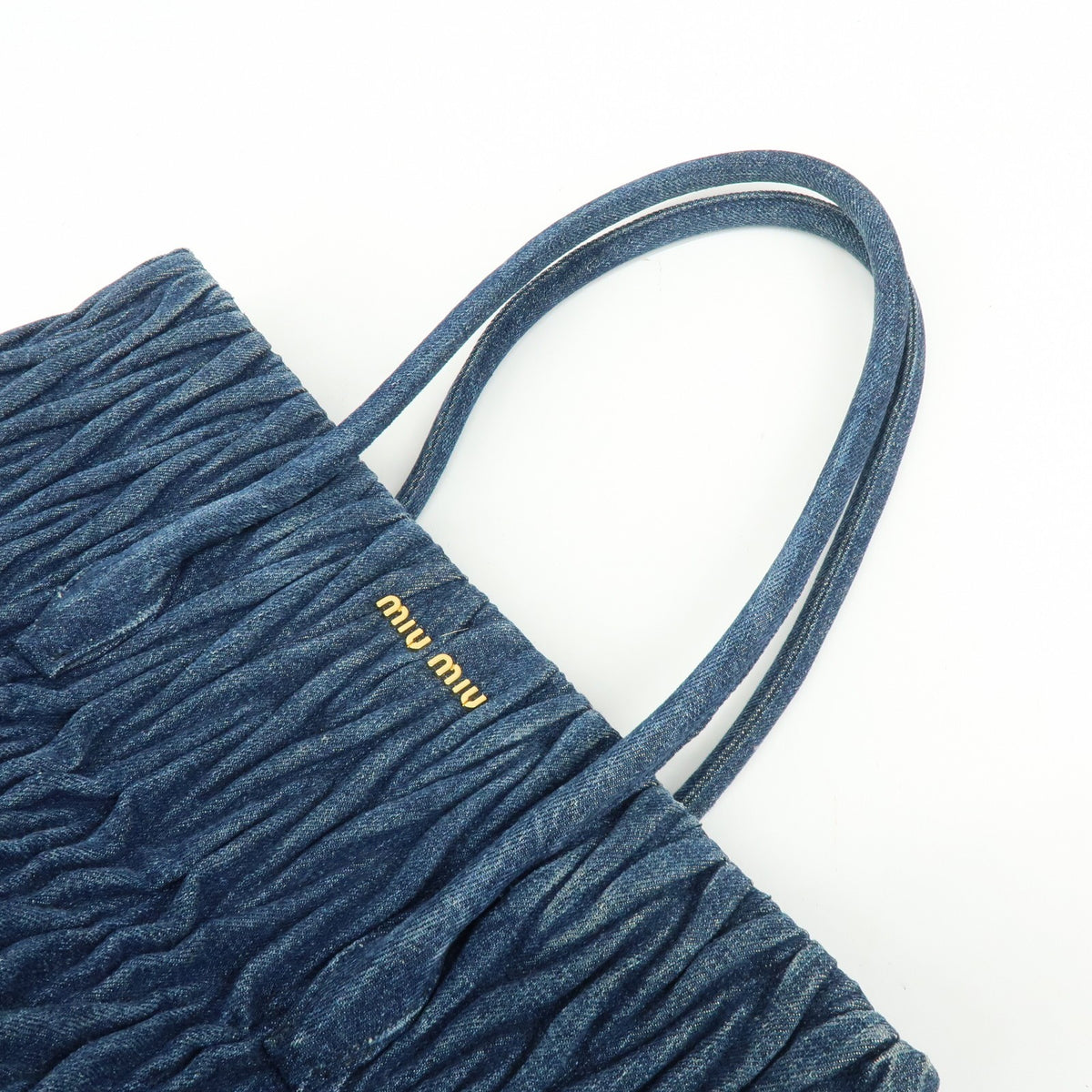 Miu Miu Convertible Matelasse Denim, Blue, Denim, Tote Bag