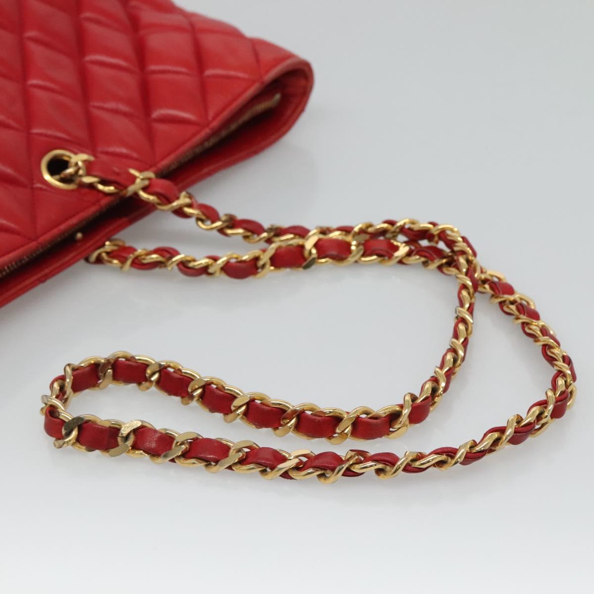 Chanel Chanel vintage cc chain leather, RED, LEATHER, Shoulder bag