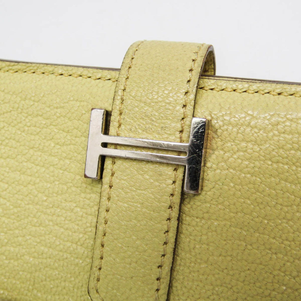 Hermes Bearn Chevre Mysore, Yellow, Leather, Wallet