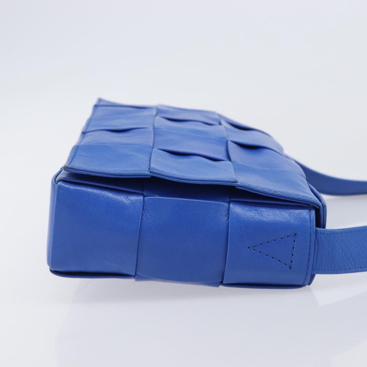 Bottega Veneta Cassette Maxi Intrecciato Leather, Blue, Leather, Crossbody Bag